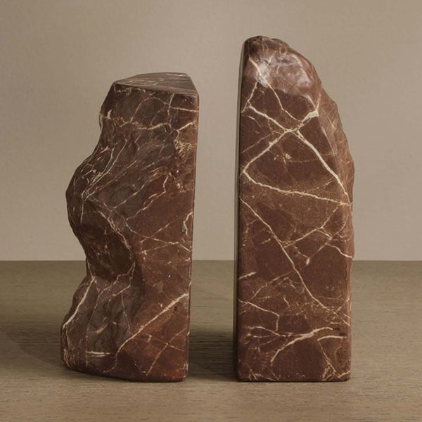 Strata Bookend, Travertine Look, Set of 2