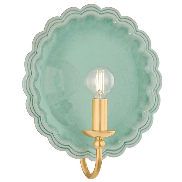 Paulette Wall Sconce, Aged Brass/Ceramic Gossamer Elfenbein