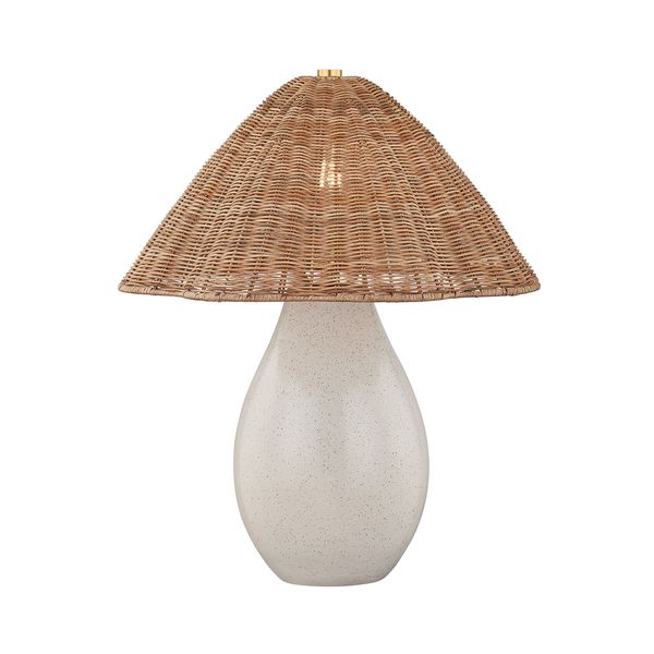 Maeve Tischlampe, Aged Brass/Ceramic Maybell Motif